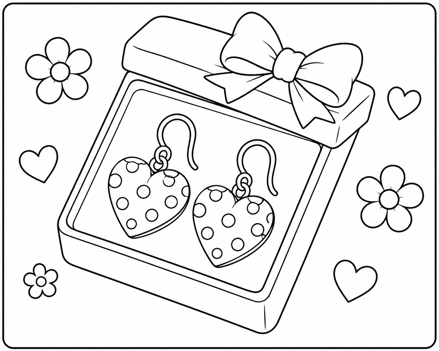 The Turquoise Heart Earrings coloring page