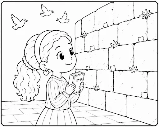Rikki at the Kosel coloring page